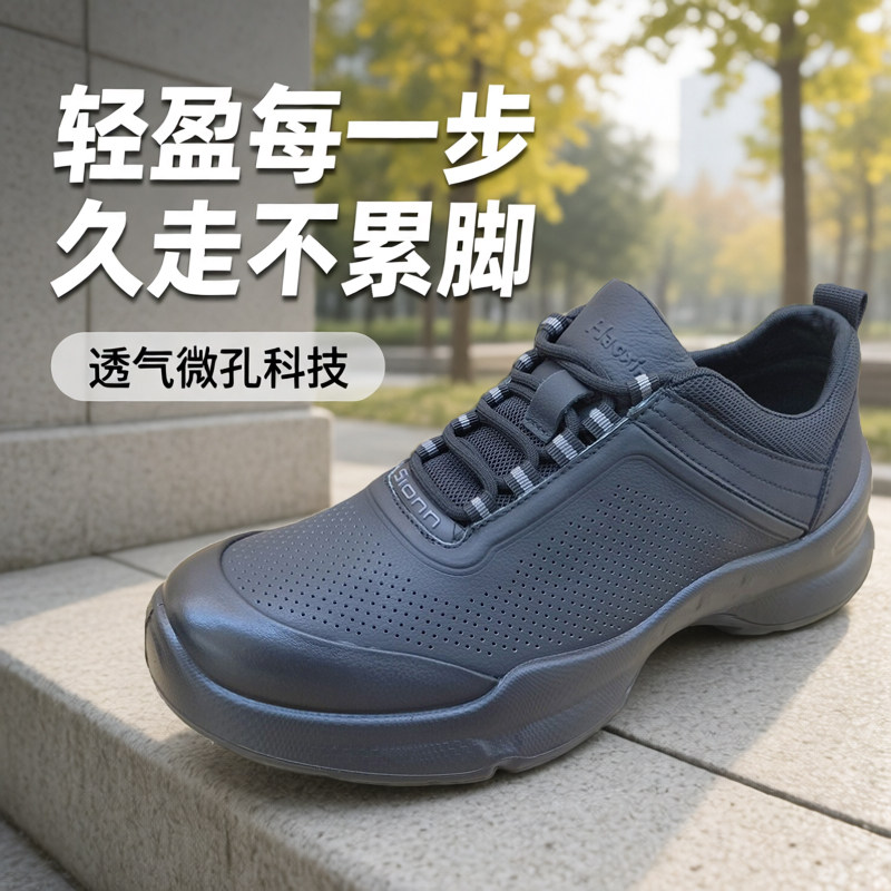 2026夏季新款豪行休闲男鞋56201866时尚运动真皮透气超轻凉鞋正品