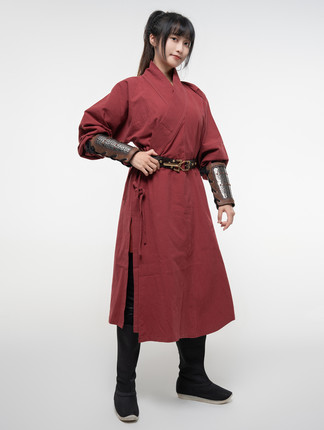 [百守卫] 复古全棉仿麻绉布 衬袍 汉服  直裰 甲胄内搭 窄袖