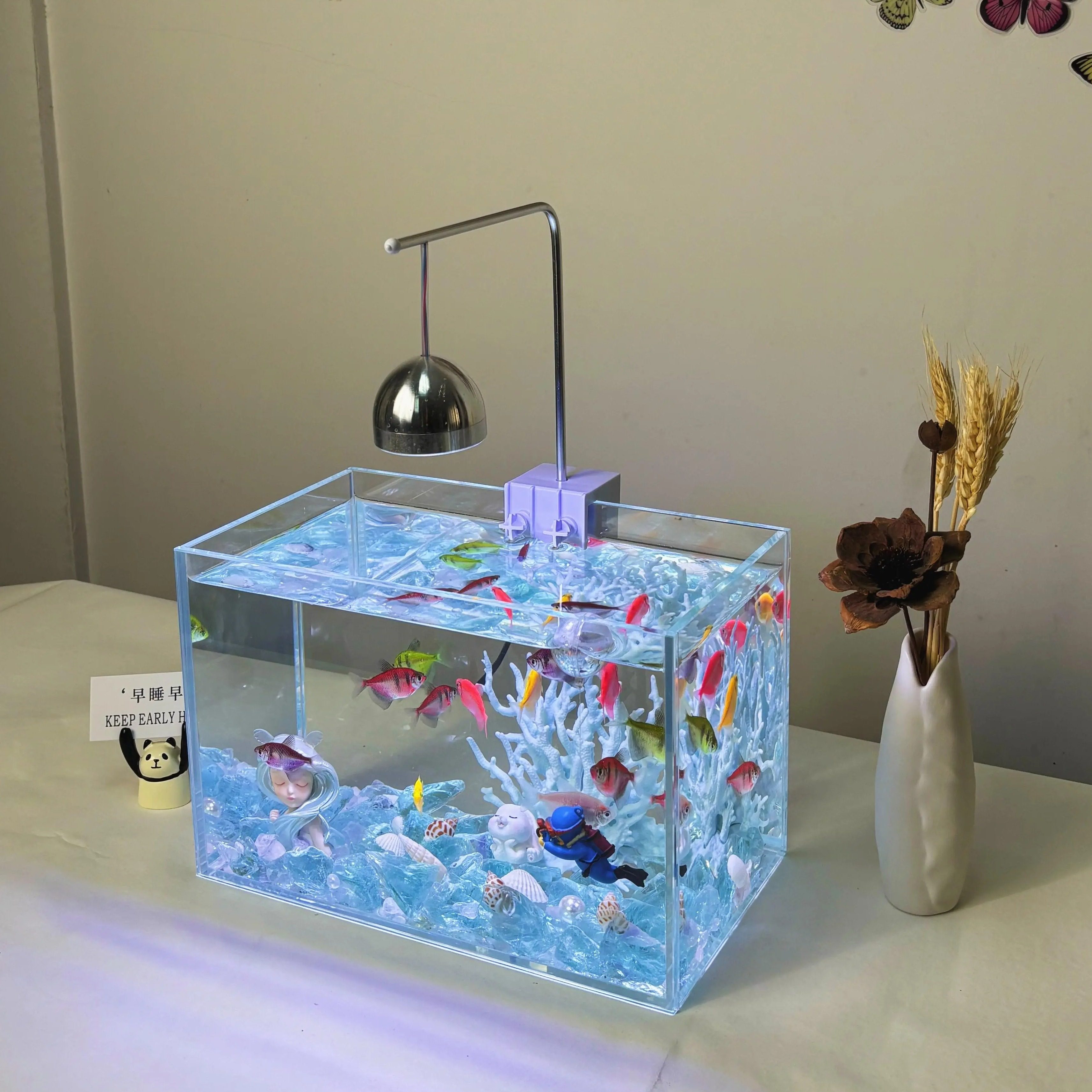 新款超白玻璃鱼缸客厅小型家用斗鱼金鱼饲养缸桌面造景生态养鱼缸