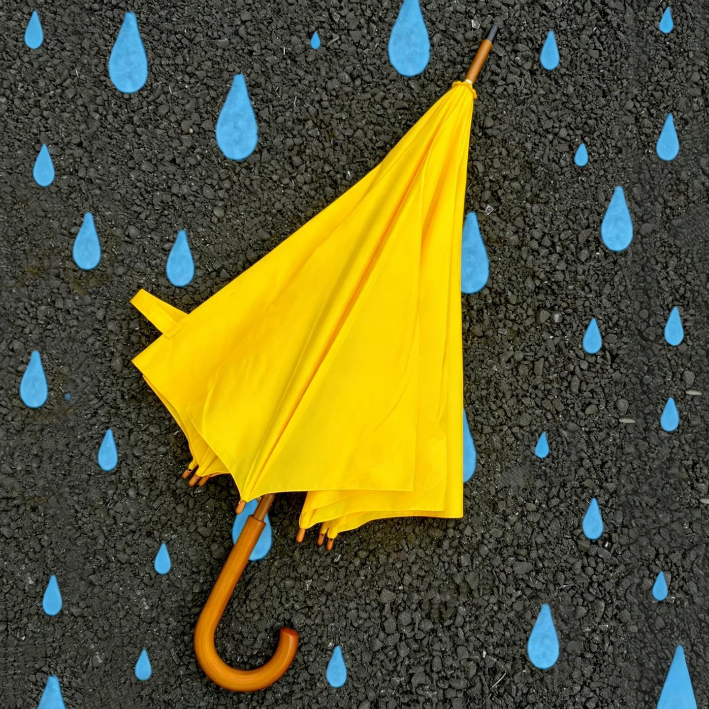 黄色雨伞实木手柄加大加固加厚抗暴雨专用长柄伞女晴雨两用防晒伞