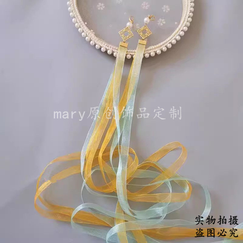 可拆卸古风发带超仙雪纱飘带后压丝带汉服发饰长流苏可搭发冠发夹