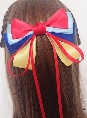 纯手工红色大蝴蝶结发夹白雪在逃公主儿童后脑勺顶夹飘带超仙发卡