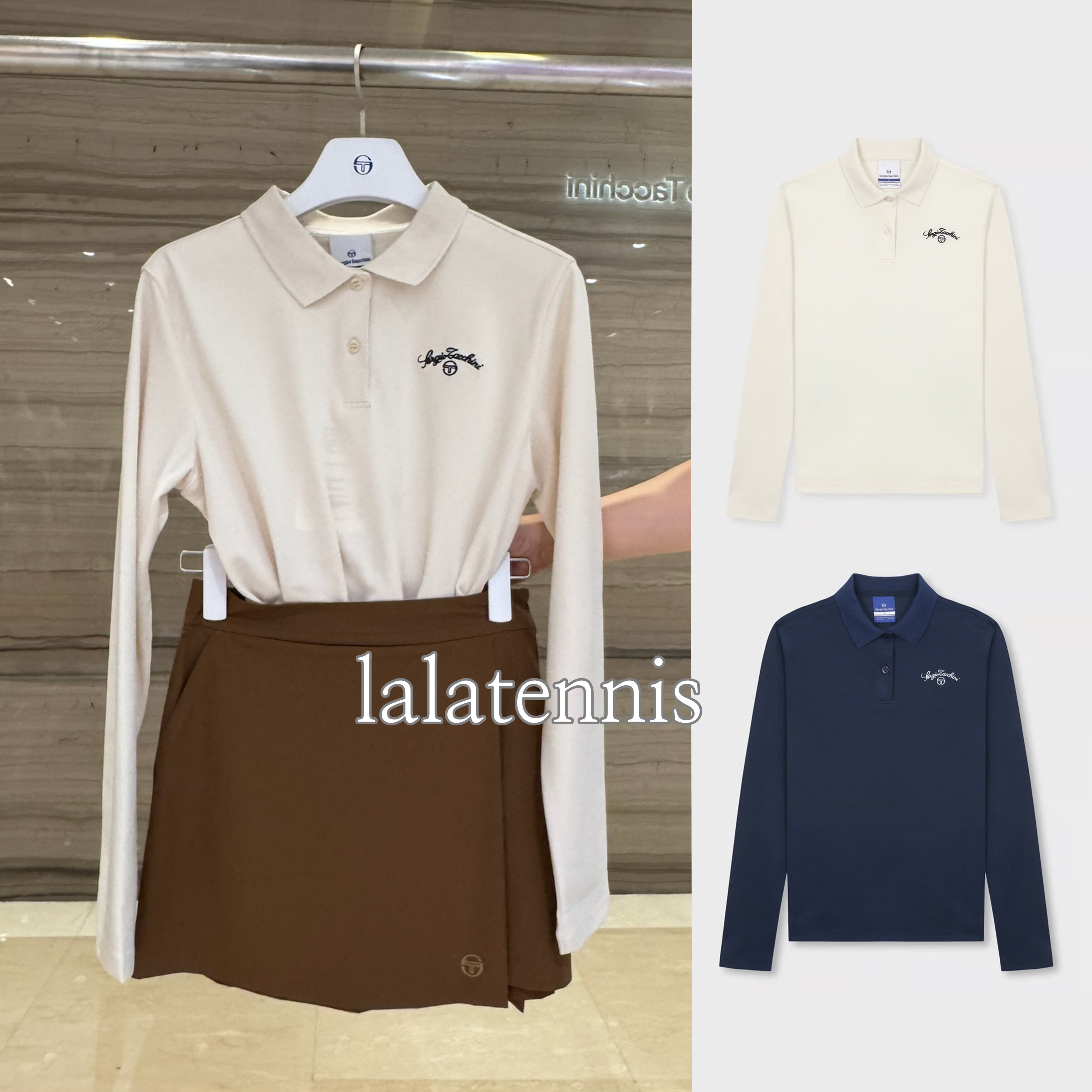 韩国代购｜塞尔吉奥女士网球系列珠地布时尚速干Polo长袖｜25秋