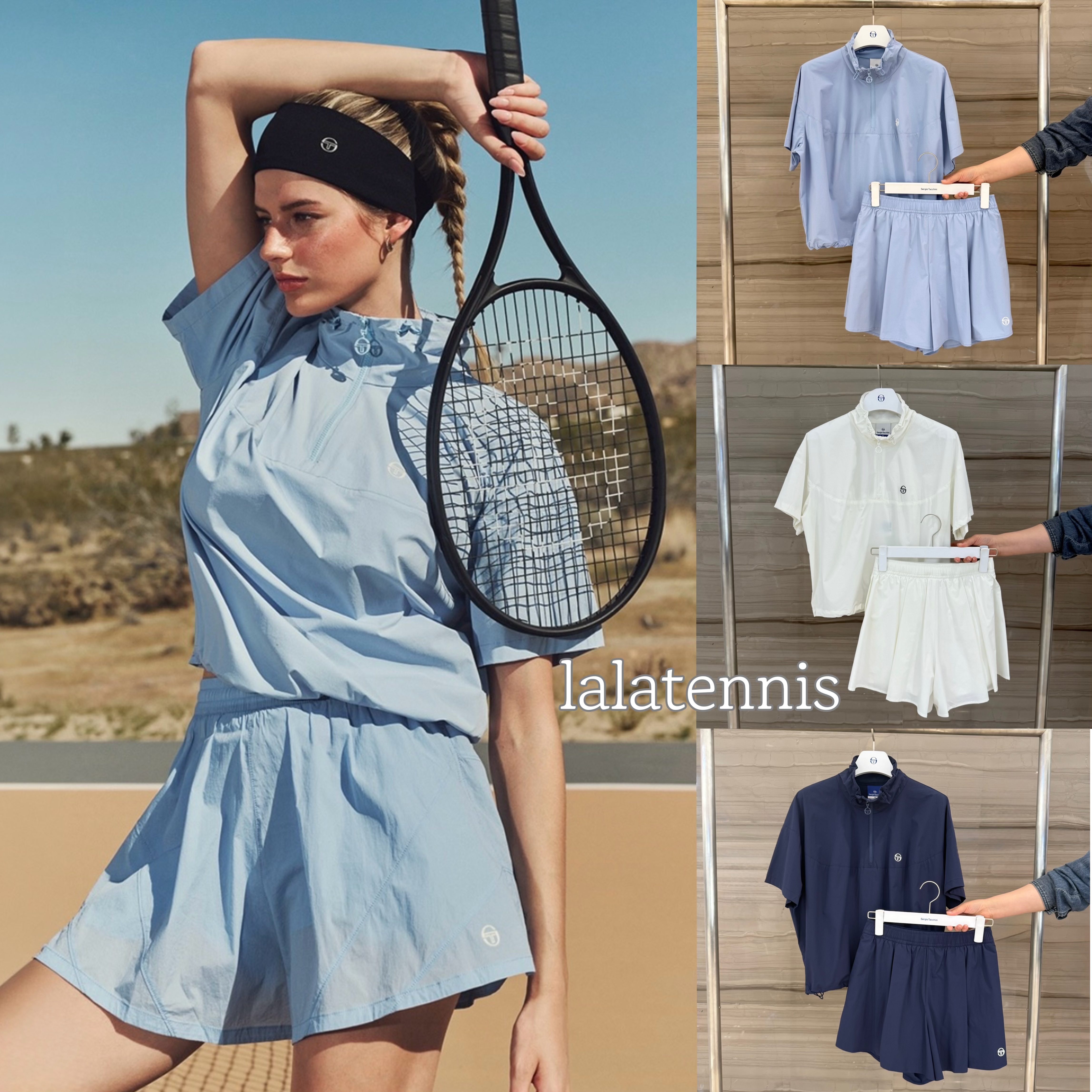 韩代｜SergioTacchini网球轻盈飘逸防晒梭织半拉链短袖短裤｜26春