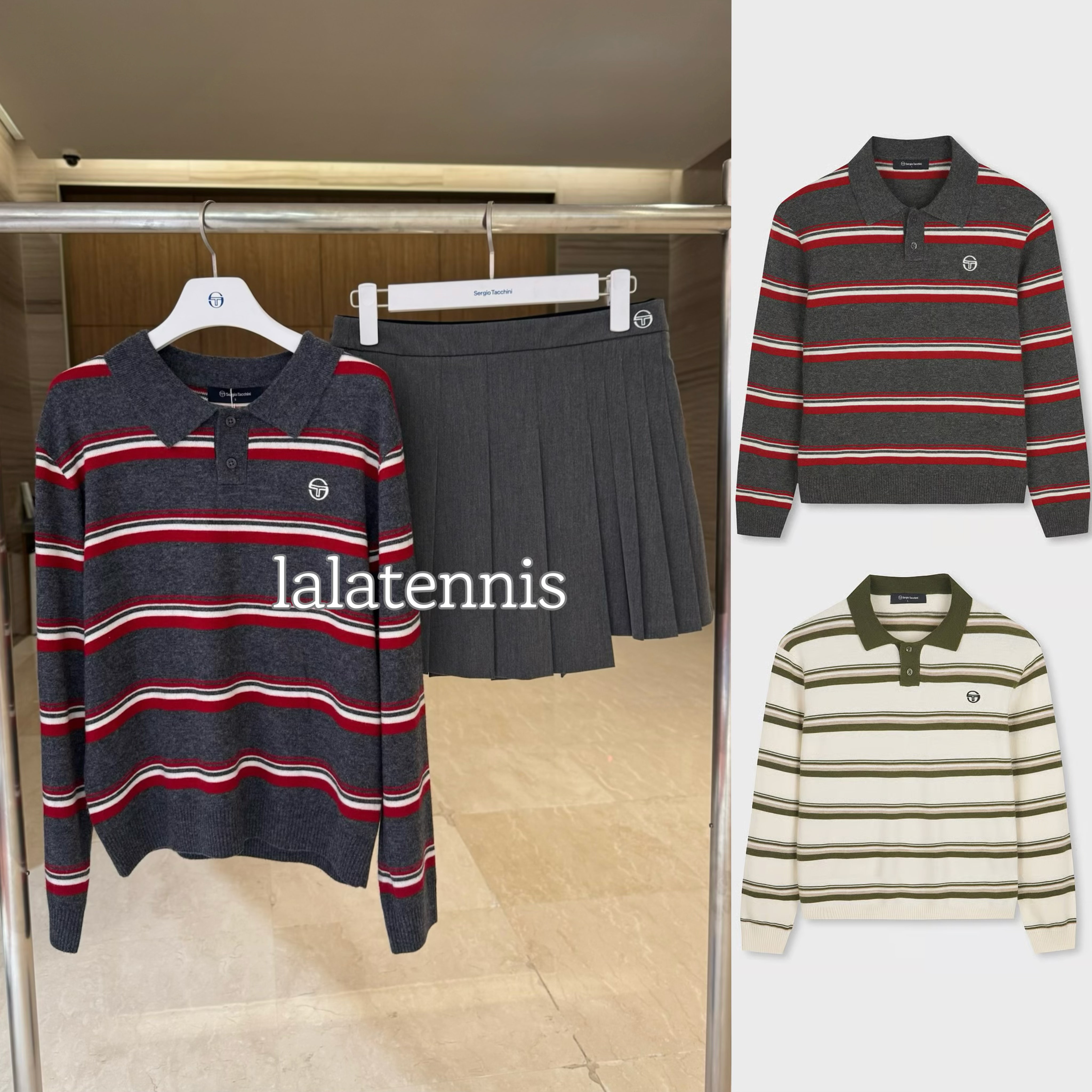 韩国直邮｜SergioTacchini男女同款条纹针织长袖POLO衫｜25秋冬