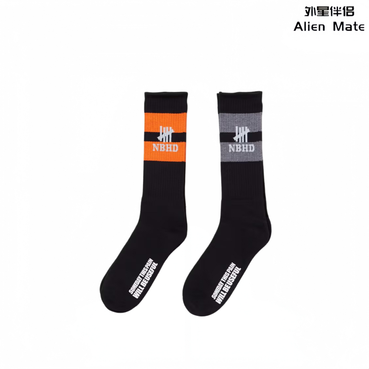 NEIGHBORHOOD UNDEFEATED联乘系列NBHD UNDE条纹嵌花中筒袜潮流