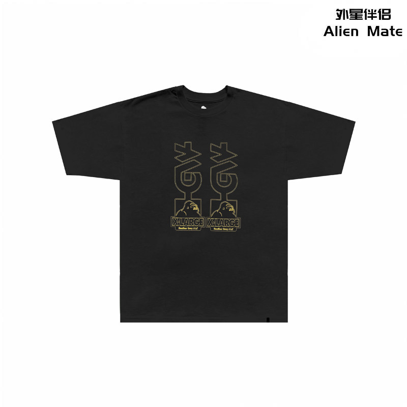 外星伴侣XLarge x heather grey wall人猿烫金印花圆领短袖T恤