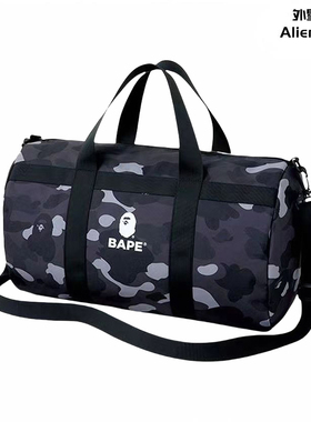 BAPE迷彩猿人头单肩手提包运动桶包旅行包休闲时尚潮流健身托特包