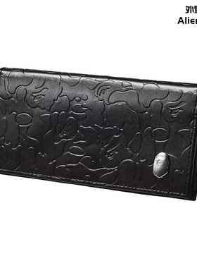 外星伴侣 BAPE杂志附录包猿人头皮质压花长款钱包零钱包潮流卡包