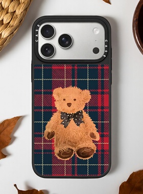 CASE联名黑色镂空爱心小熊适用iphone17promax手机壳苹果16pro卡通15可爱14磁吸MagSafe13镜面百搭12防摔全包