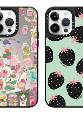 CASE联名艺术黑色草莓糖果罐适用iPhone17ProMax手机壳苹果16Pro个性创意15磁吸Magsafe14镜面13百搭12防摔壳