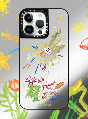 CASETi联名烟花涂鸦白色描边适用iPhone17promax手机壳苹果16pro磁吸MagSafe15镜面14简约13百搭12全包防摔壳