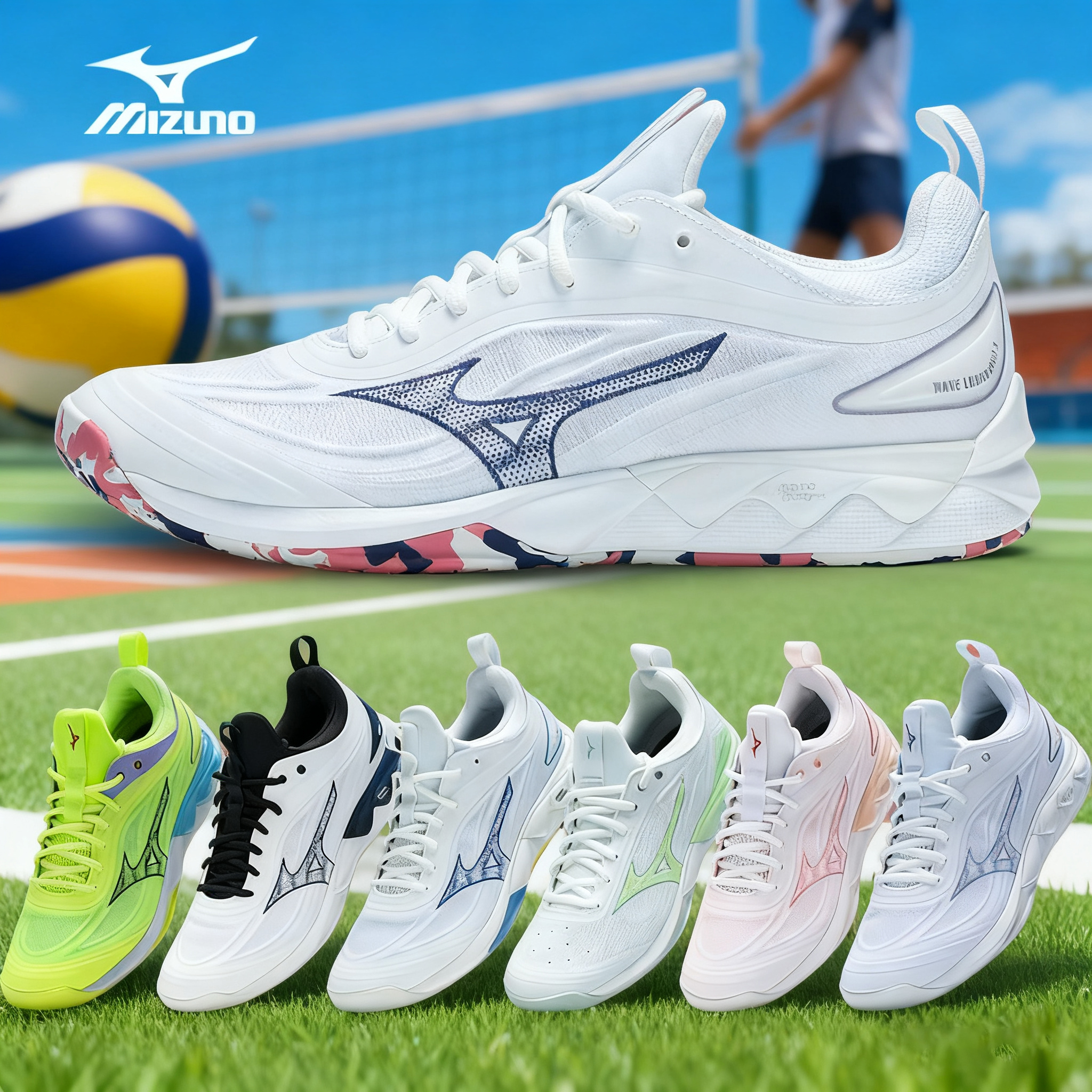 美津浓男女款缓震透气排球鞋