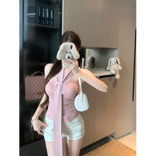 宅女家纯欲风重工烫钻性感气质抹胸背心女夏季修身显瘦百搭上衣