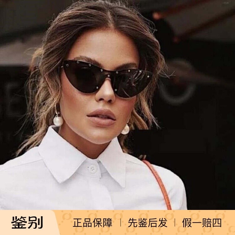 正品代购新款GUCCI太阳眼镜时尚潮牌猫眼无框女墨镜五角星GG0666S