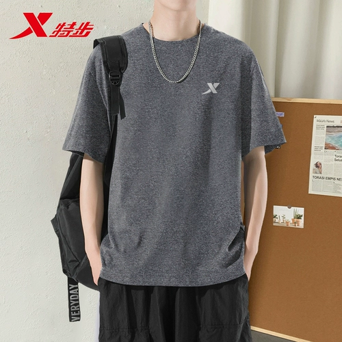 Xtep, Tide, мужская летняя быстросохнущая дышащая футболка, короткий рукав, свободный крой