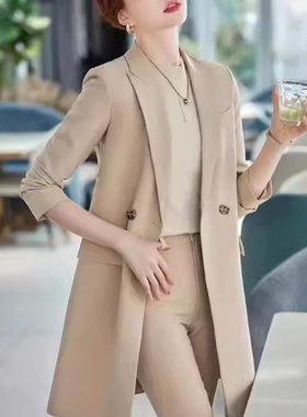 小西装外套女2025年新款春秋时尚气质大衣韩版中长款休闲西服风衣