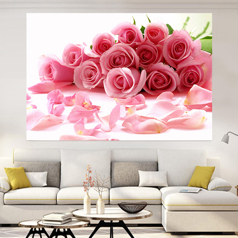 壁纸自粘3d玻璃贴纸薰衣草郁金香浪漫温馨床头主卧客厅装饰墙贴画