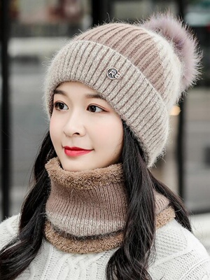 采购产品秋冬女帽，韩式，冬季骑自行车用的多用途时尚天鹅绒羊毛