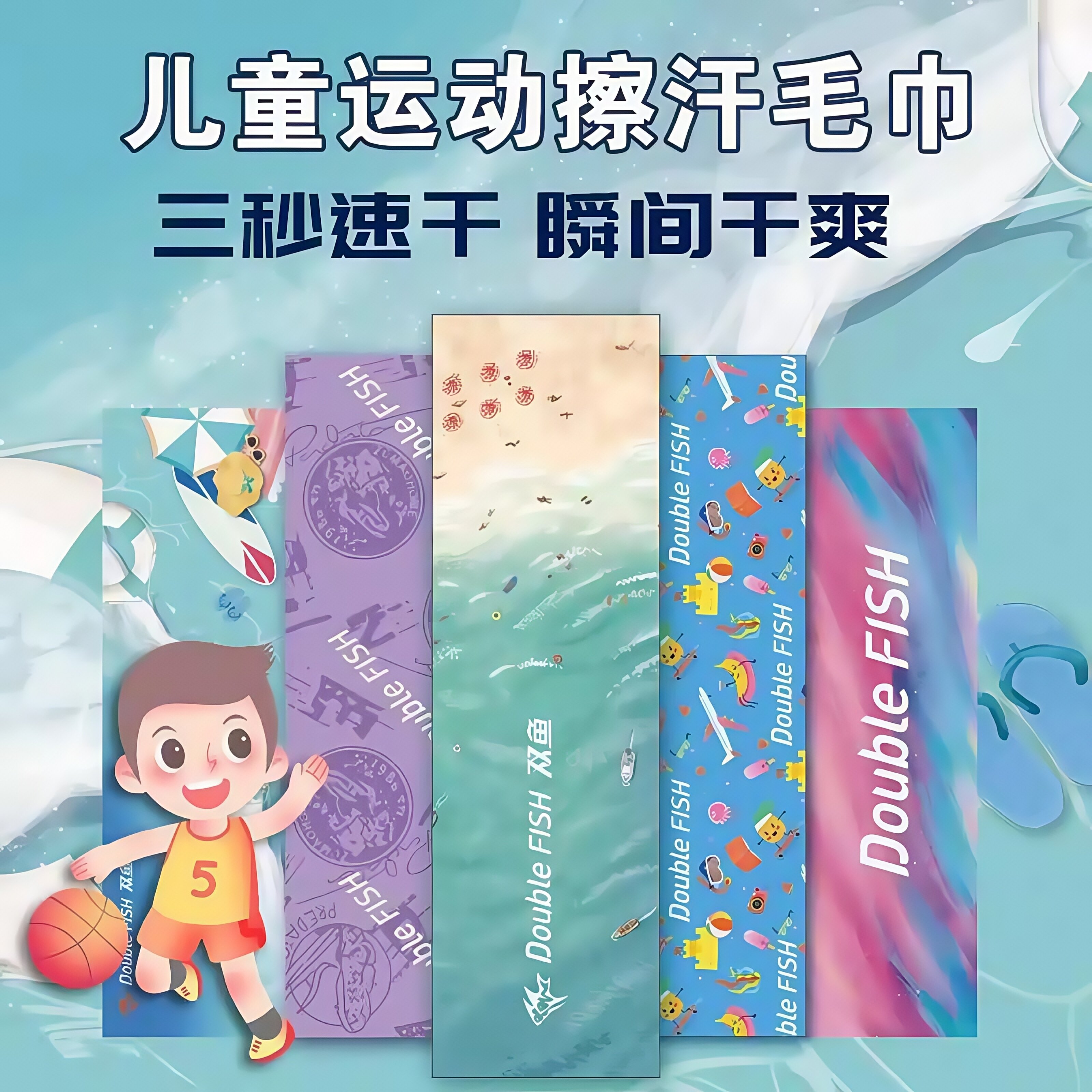 儿童运动擦汗巾夏天户外篮球跑步擦汗小毛巾可携式冷感吸汗速干