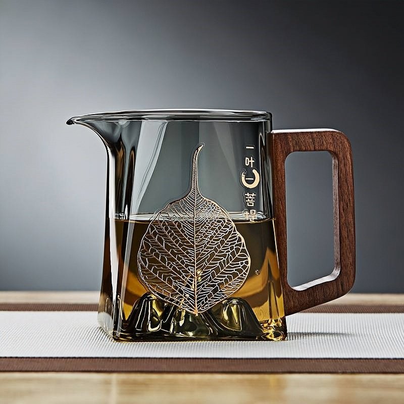 玻璃公道杯分茶器木柄观山茶具配件耐高温公杯加厚高档功夫茶漏,餐饮具,公道杯,淘宝优惠券,粉丝福利购,淘宝优惠卷