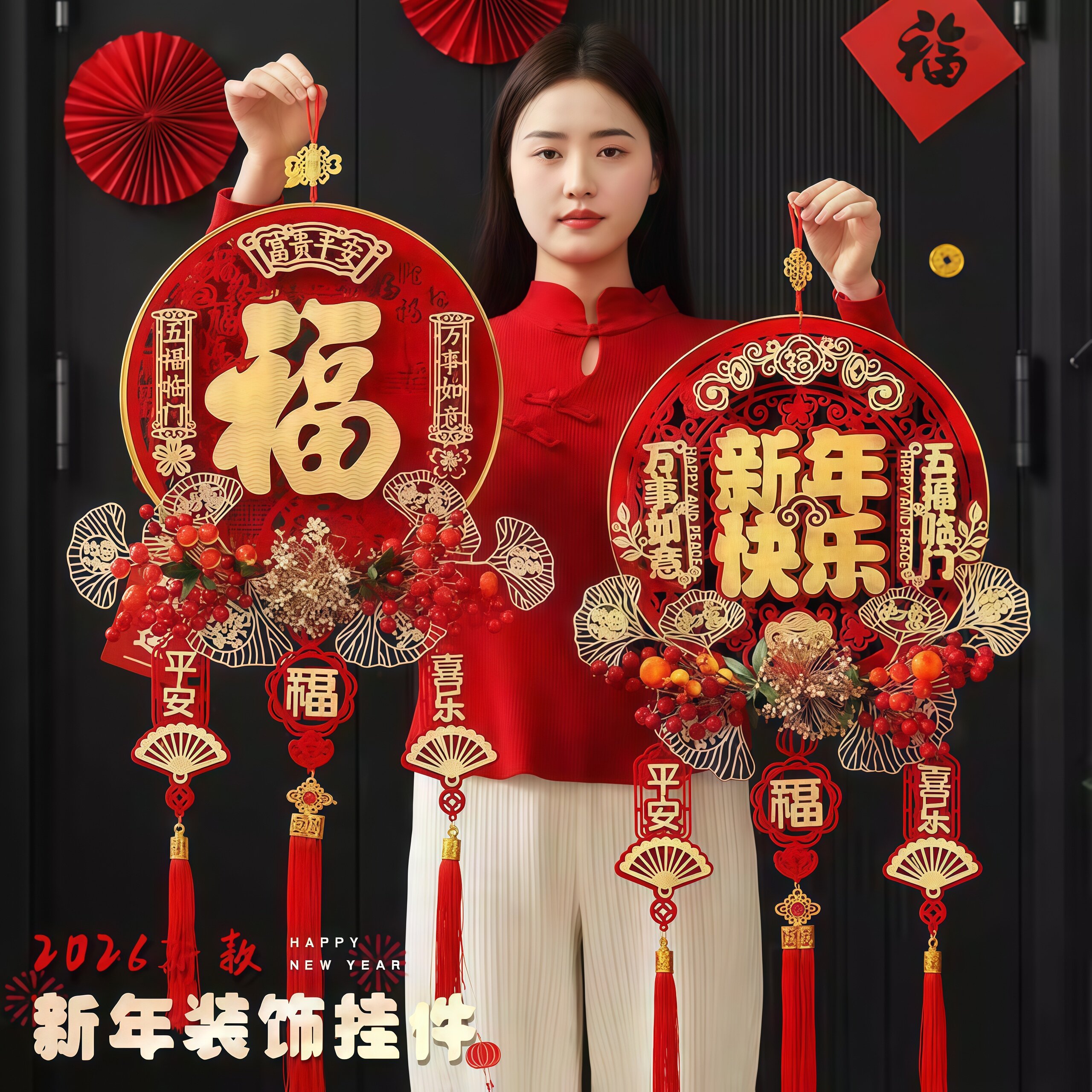 2026马年门挂新年装饰挂件福字入户大门喜庆挂饰过年布置仪式用品