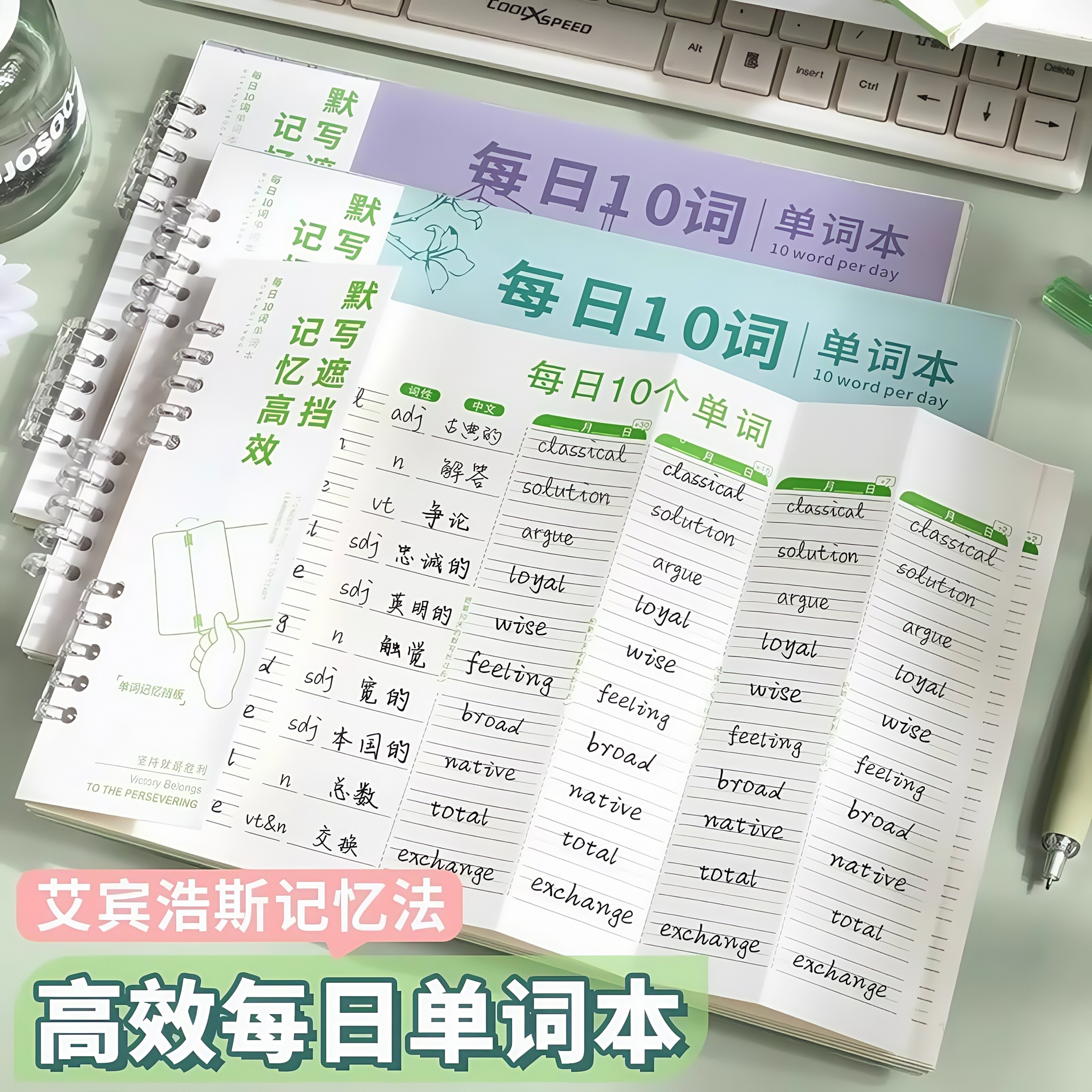 活页每日英语单词本艾宾浩斯遗忘曲线记忆法可折叠小学生初高中生