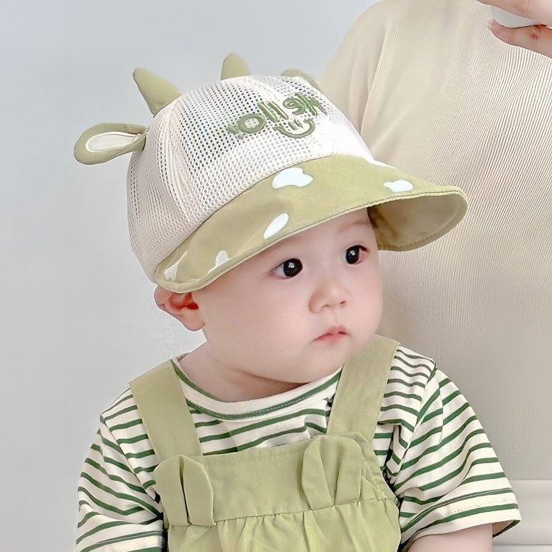 婴儿太阳帽夏季薄男孩和女孩全网眼尖顶帽儿童婴儿防晒透气渔夫帽