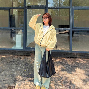 女装 胖妹妹大码 休闲外套撞色连帽宽松夹克外套 新款 k3128春秋季