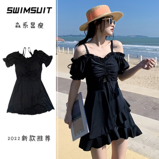 泳衣女微胖MM裙式连体保守显瘦韩版ins风学生森系小胸聚拢游泳装