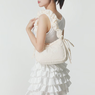 adidas阿迪达斯三叶草女生荷叶边挎包手提拎包单肩包云朵包KF2667