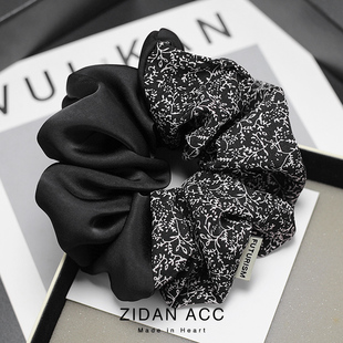 复古碎花头花大肠发圈女高级感洋气时尚扎头发头绳丸子头发饰韩系