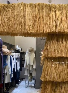 拉菲草新创意墙面装置服装店橱窗