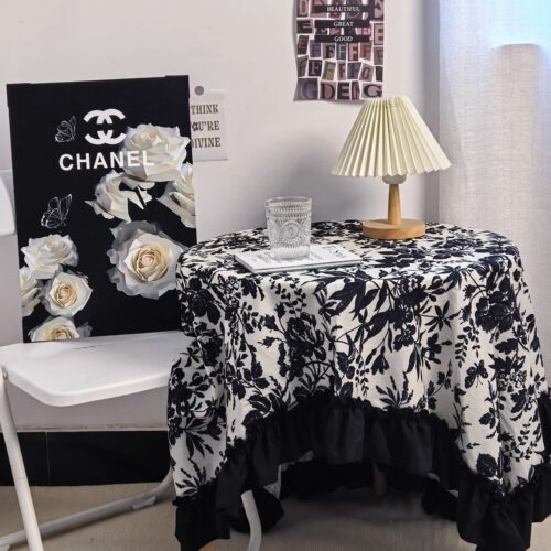 莫奈花园花边桌布法式轻奢棉线编织高级感餐桌茶几台布桌垫定制