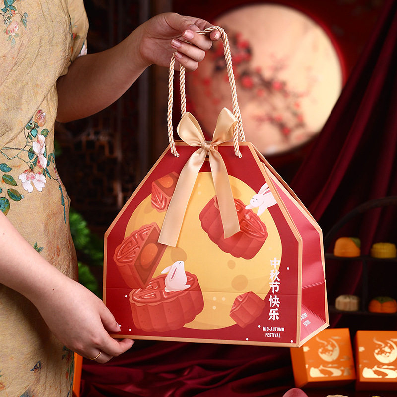 2026新款中秋节月饼礼品包装袋兔子礼物袋纸袋手提袋大号礼品袋子