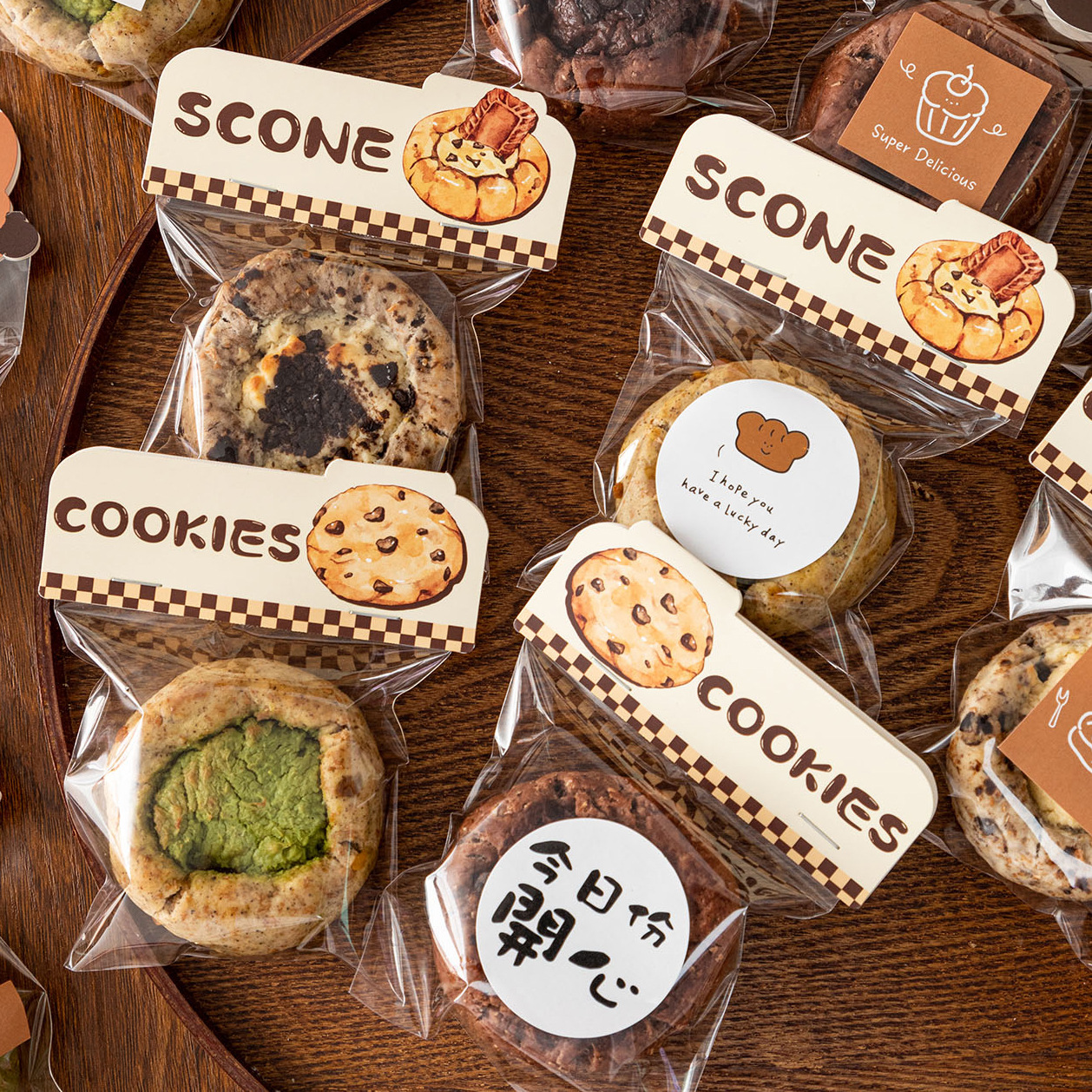 新款司康面包贝果卡通卡头包装袋