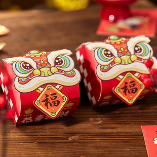 2026新款马年醒狮糖果雪花酥独立小盒春节烘焙坚果牛轧糖包装盒子