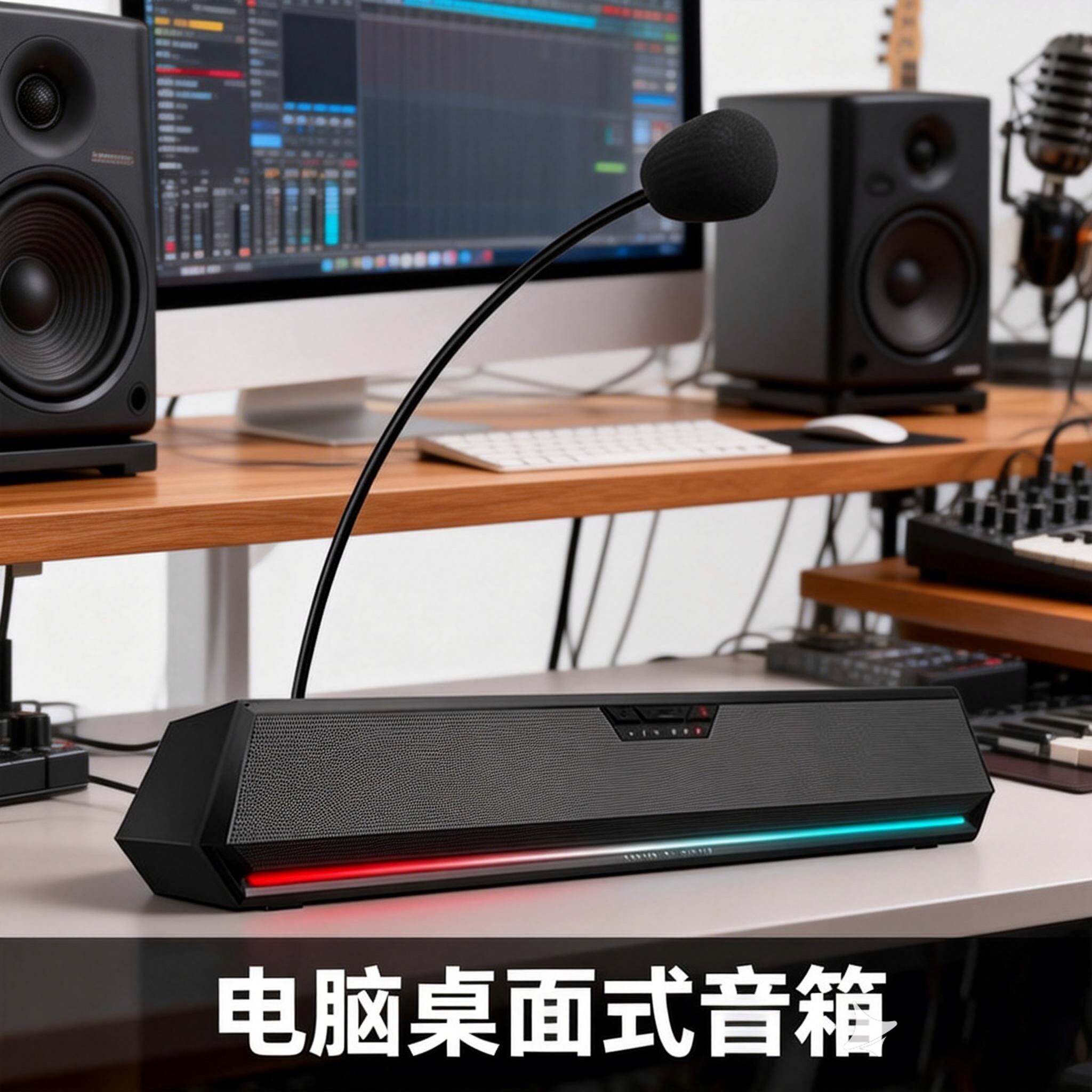漫步者电脑桌面式音响带麦台式专用高音质电竞游戏麦克风一体音箱