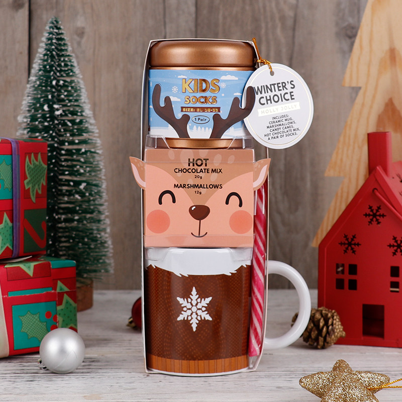 圣诞节礼品送儿童驯鹿杯塔卡通马克杯童袜拐棍糖套装送小朋友礼物
