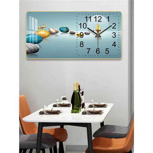 花圣餐厅挂钟 长方形钟表挂钟客厅装饰石英钟家用时尚轻奢创意餐