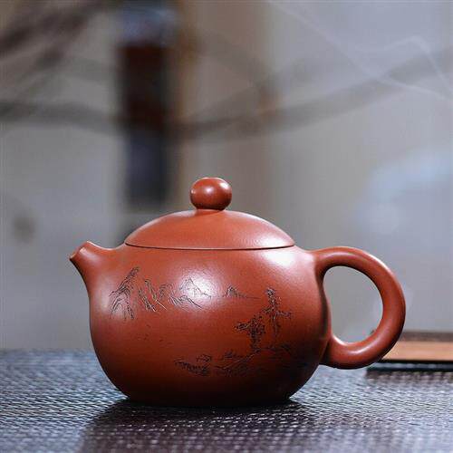 名壶秋月 宜兴紫砂壶 纯全手工西施壶 名家许小亚 小品190cc刻绘