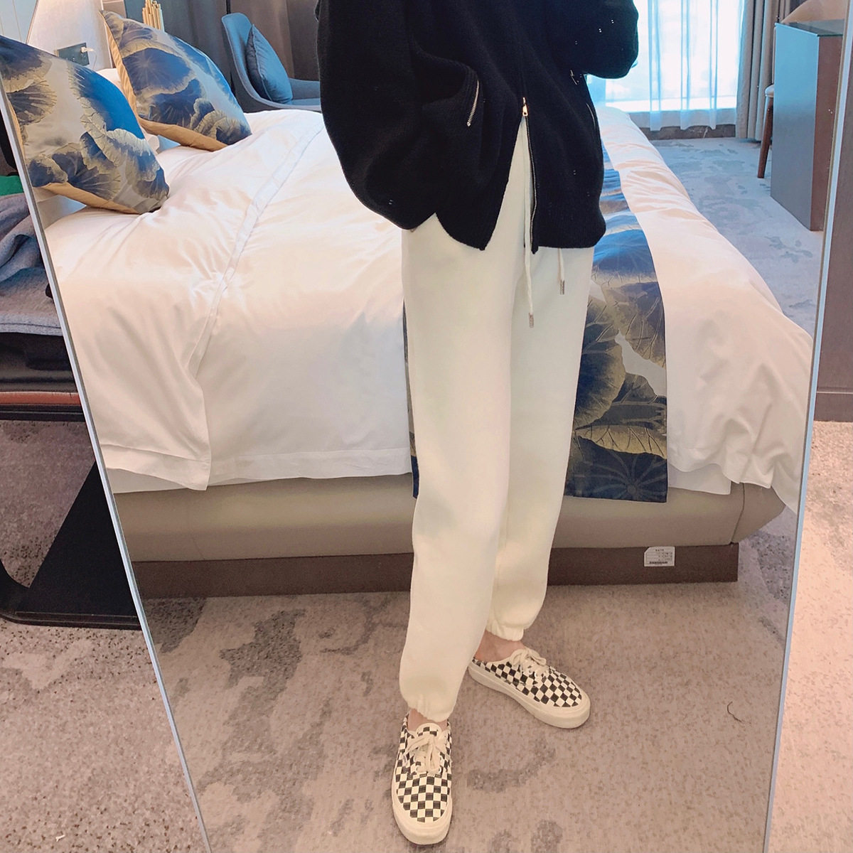 maSande加绒加厚运动裤女2023新款春秋冬季休闲束脚卫裤韩版宽松