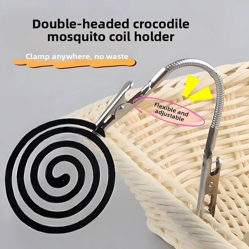新型多功能双头蚊香夹立式不易锈钢夹鳄鱼夹托架支撑架驱蚊架