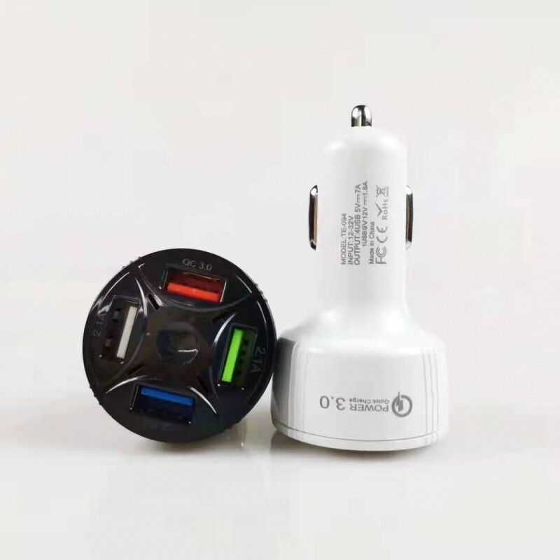 QC3.0 4USB车充 一拖四车载充电器多USB点烟器车充 多口车充