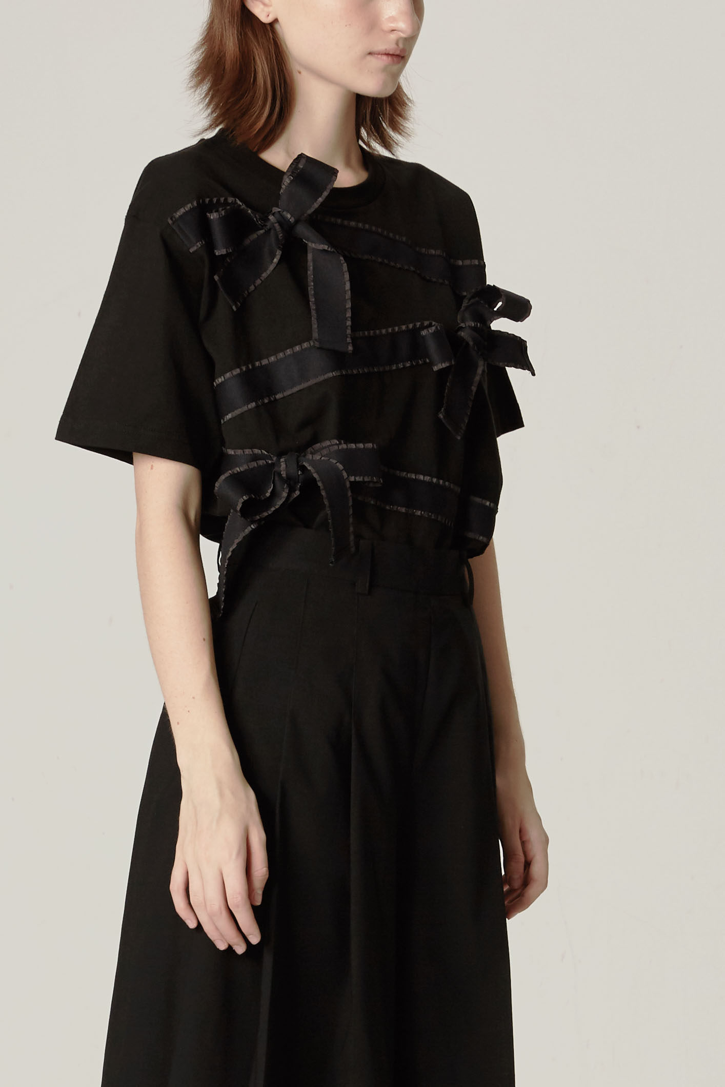 全黑个性甜酷原创蝴蝶结t恤