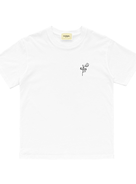 En blanc.ligne crème原创设计郁金香花束印花T恤