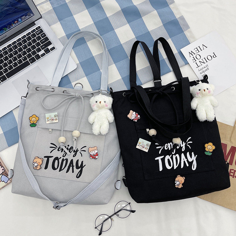 新款帆布包ins慵懒风大容量百搭简约学生装书单肩斜挎环保手提袋