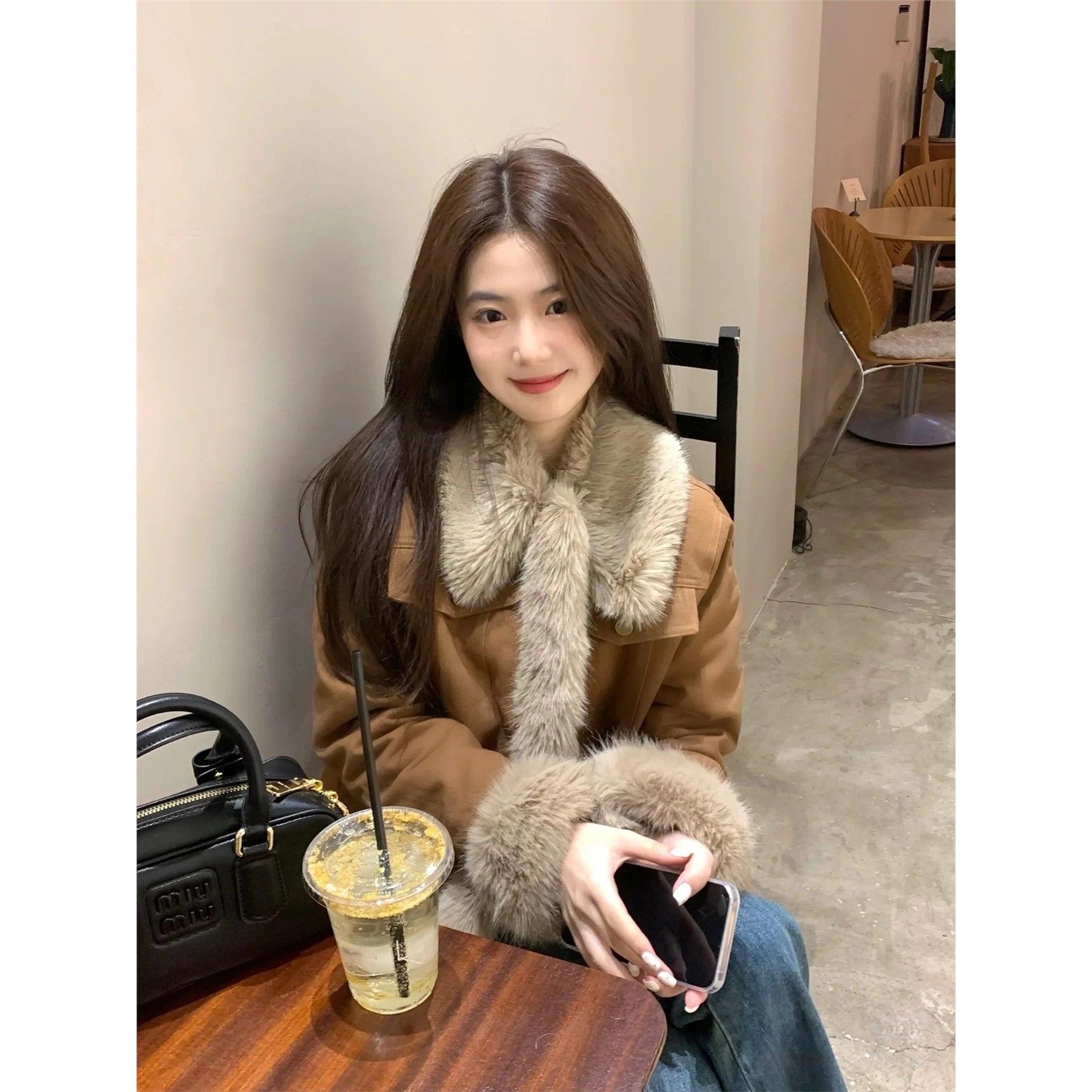 超好看毛毛外套女冬季小个子毛绒拼接牛仔外套加厚环保狐狸毛上衣,女装/女士精品,皮草,淘宝优惠券,粉丝福利购,淘宝优惠卷