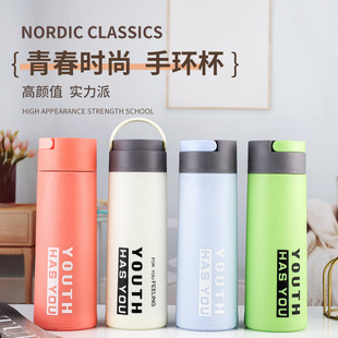 玻璃水杯户外便携随手杯地推小礼品广告杯 双层塑玻杯青春时尚