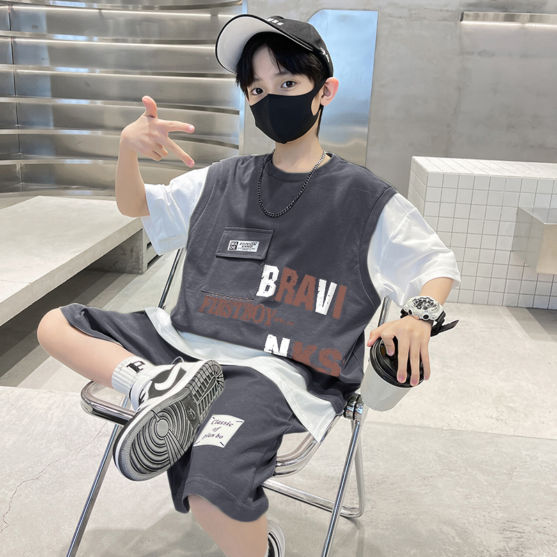 高端男童夏装套装新款儿童装夏季薄款夏款中大童运动男孩酷帅气潮